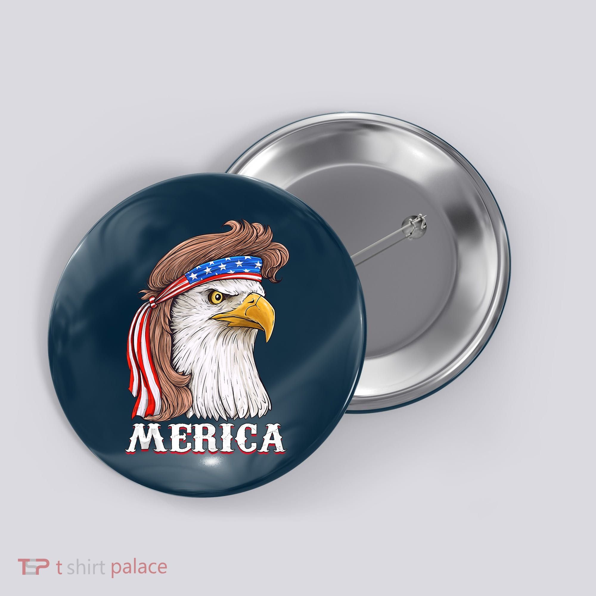 Eagle Mullet 4th Of July USA American Flag Merica Button