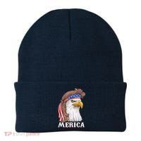 Eagle Mullet 4th Of July USA American Flag Merica Beanie thumb 0
