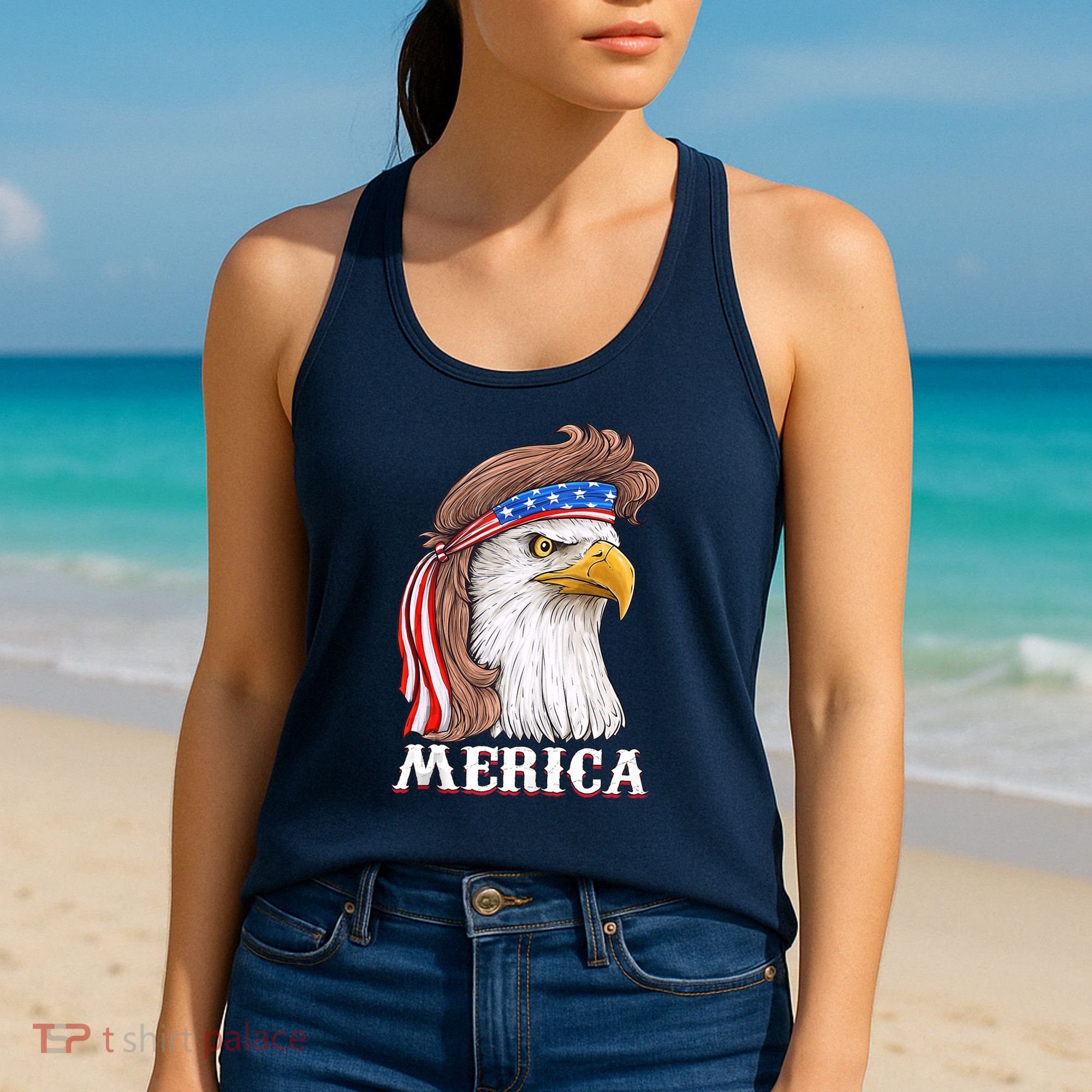 Eagle Mullet 4th Of July USA American Flag Merica Women's Tank Top
