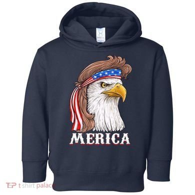 Eagle Mullet 4th Of July USA American Flag Merica Toddler Hoodie