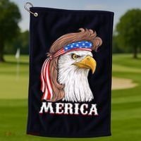 Eagle Mullet 4th Of July USA American Flag Merica Golf Towel thumb 1