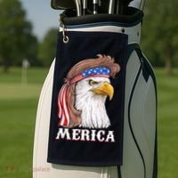 Eagle Mullet 4th Of July USA American Flag Merica Golf Towel thumb 2