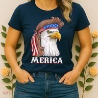 Eagle Mullet 4th Of July USA American Flag Merica Women's T-Shirt thumb 2