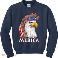 Eagle Mullet 4th Of July USA American Flag Merica Kids Sweatshirt thumb 0
