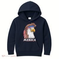 Eagle Mullet 4th Of July USA American Flag Merica Kids Hoodie thumb 0