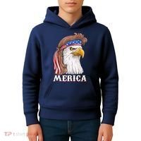 Eagle Mullet 4th Of July USA American Flag Merica Kids Hoodie thumb 4
