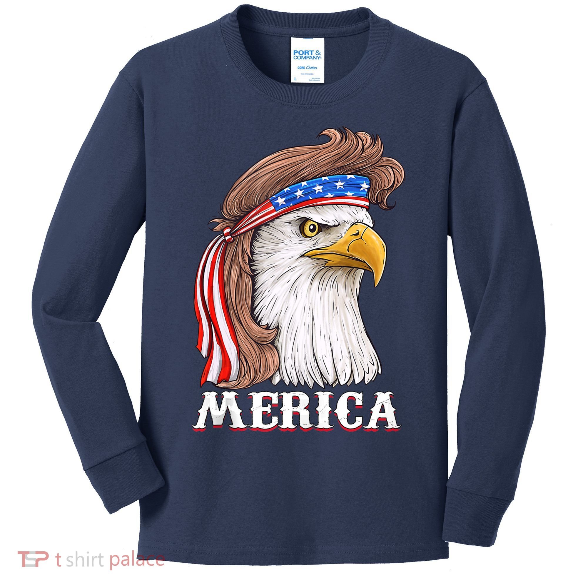 Eagle Mullet 4th Of July USA American Flag Merica Kids Long Sleeve Shirt