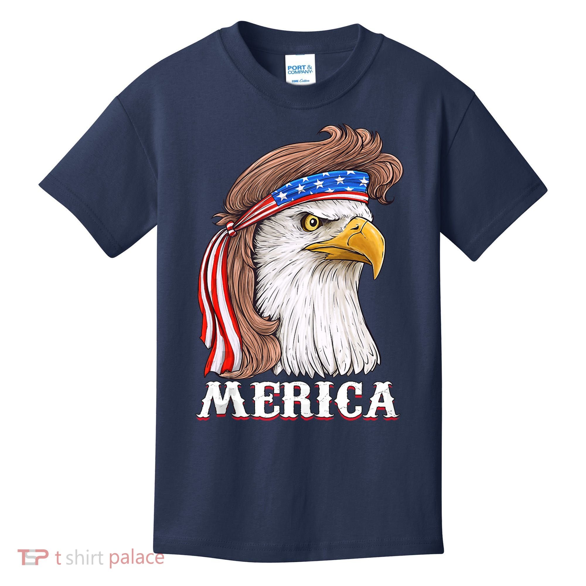 Eagle Mullet 4th Of July USA American Flag Merica Kids T-Shirt