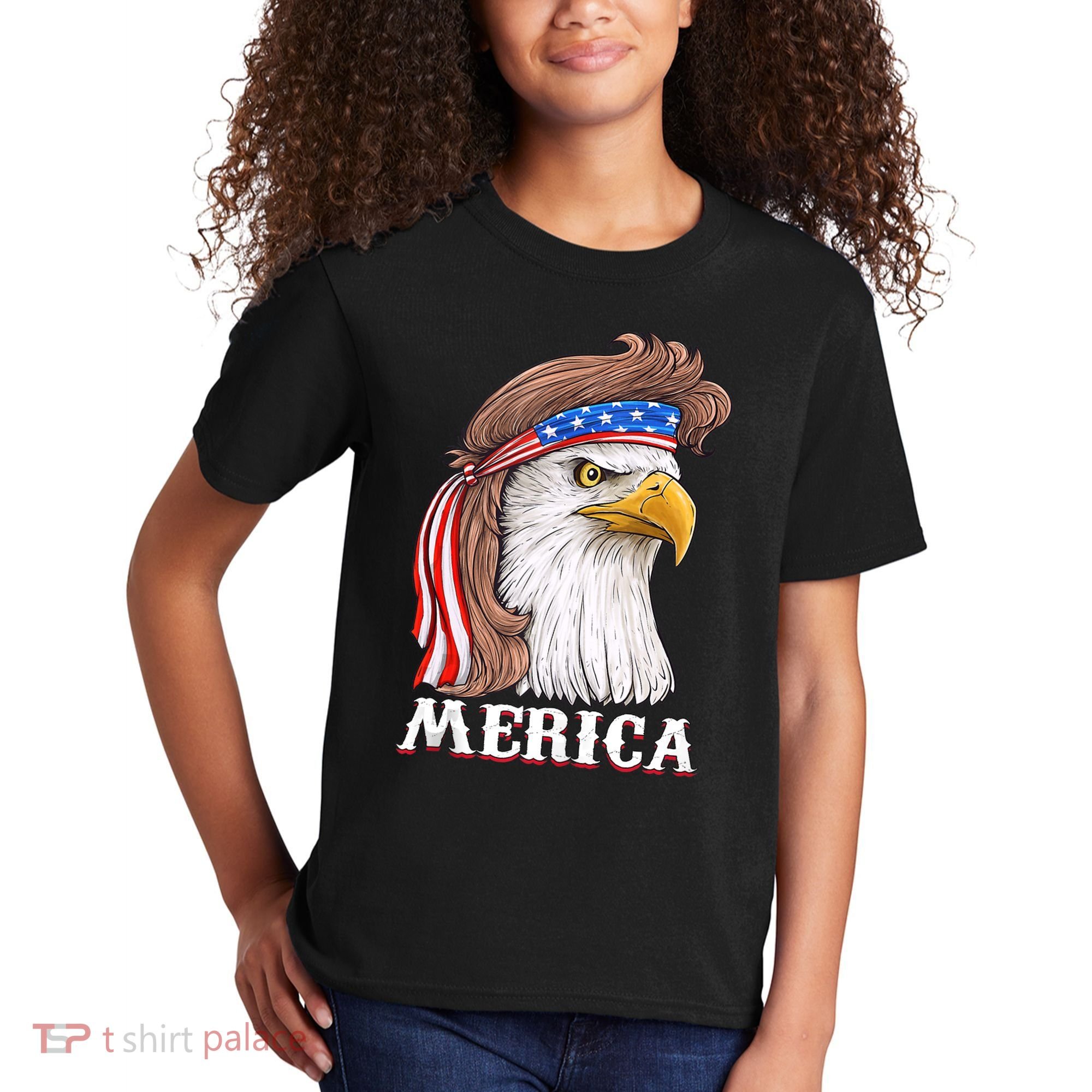 Eagle Mullet 4th Of July USA American Flag Merica Kids T-Shirt