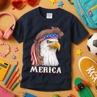 Eagle Mullet 4th Of July USA American Flag Merica Kids T-Shirt thumb 3