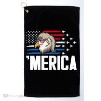 Eagle Mullet 4th Of July Gift USA American Flag Merica Cool Gift Golf Towel thumb 0
