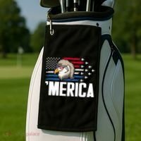 Eagle Mullet 4th Of July Gift USA American Flag Merica Cool Gift Golf Towel thumb 2
