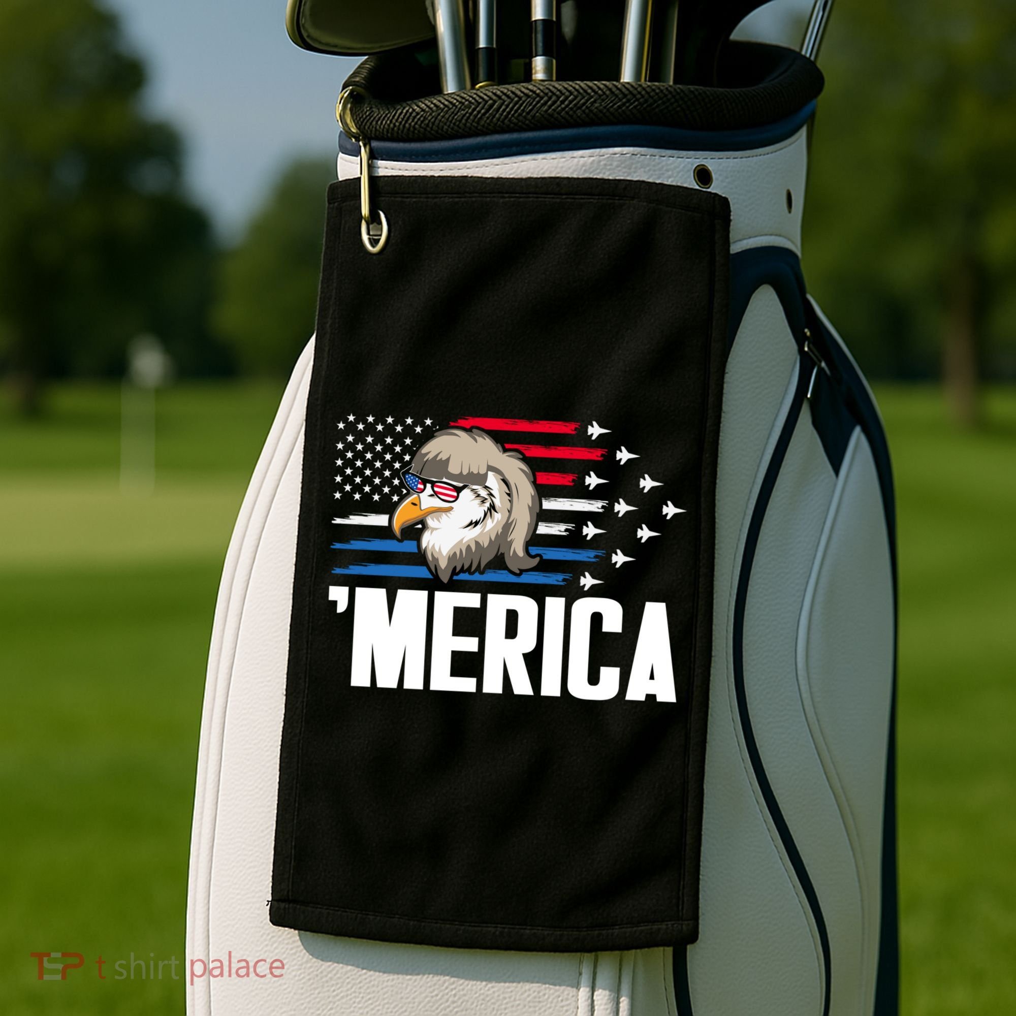 Eagle Mullet 4th Of July Gift USA American Flag Merica Cool Gift Golf Towel