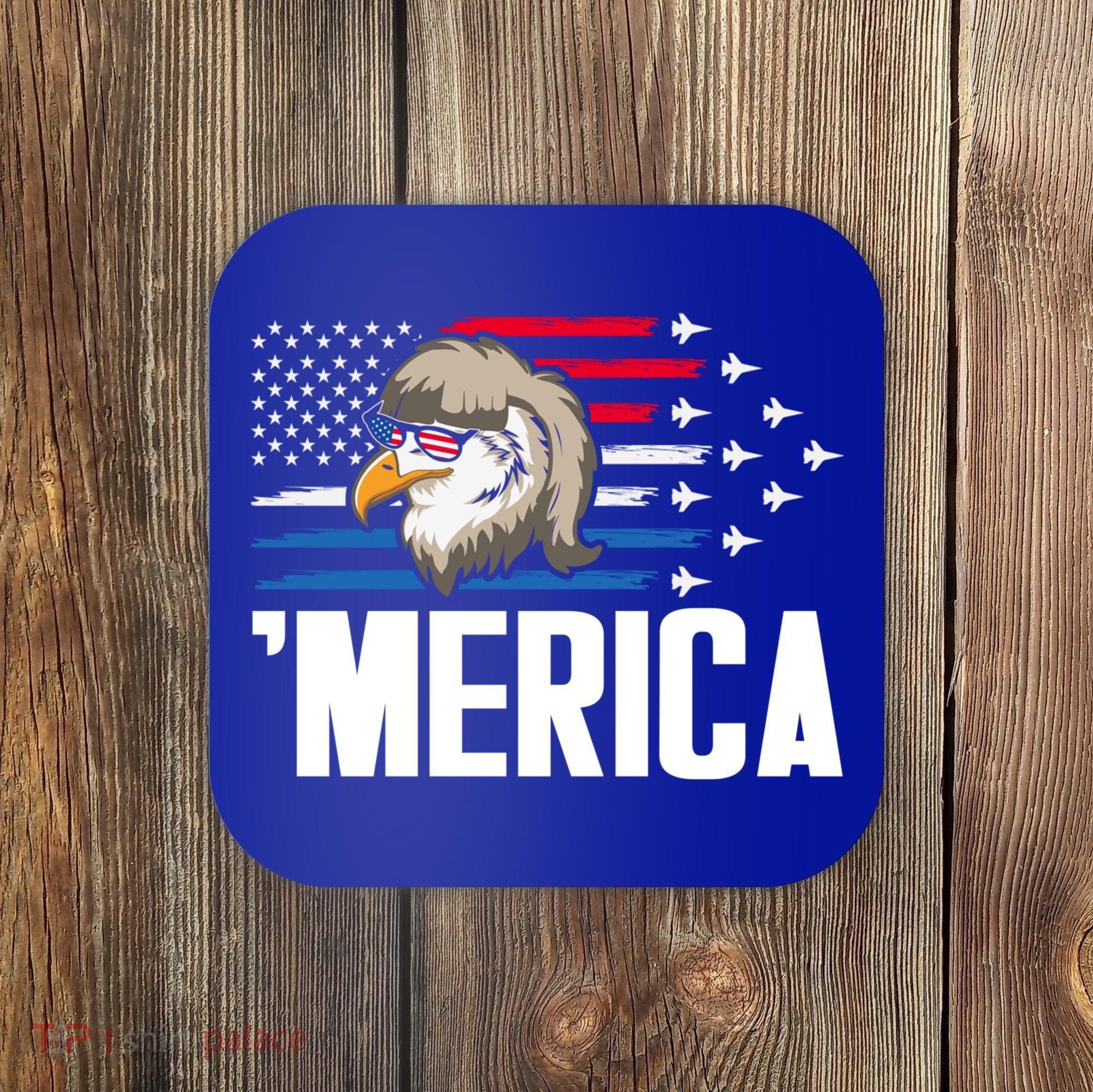 Eagle Mullet 4th Of July Gift USA American Flag Merica Cool Gift Coaster