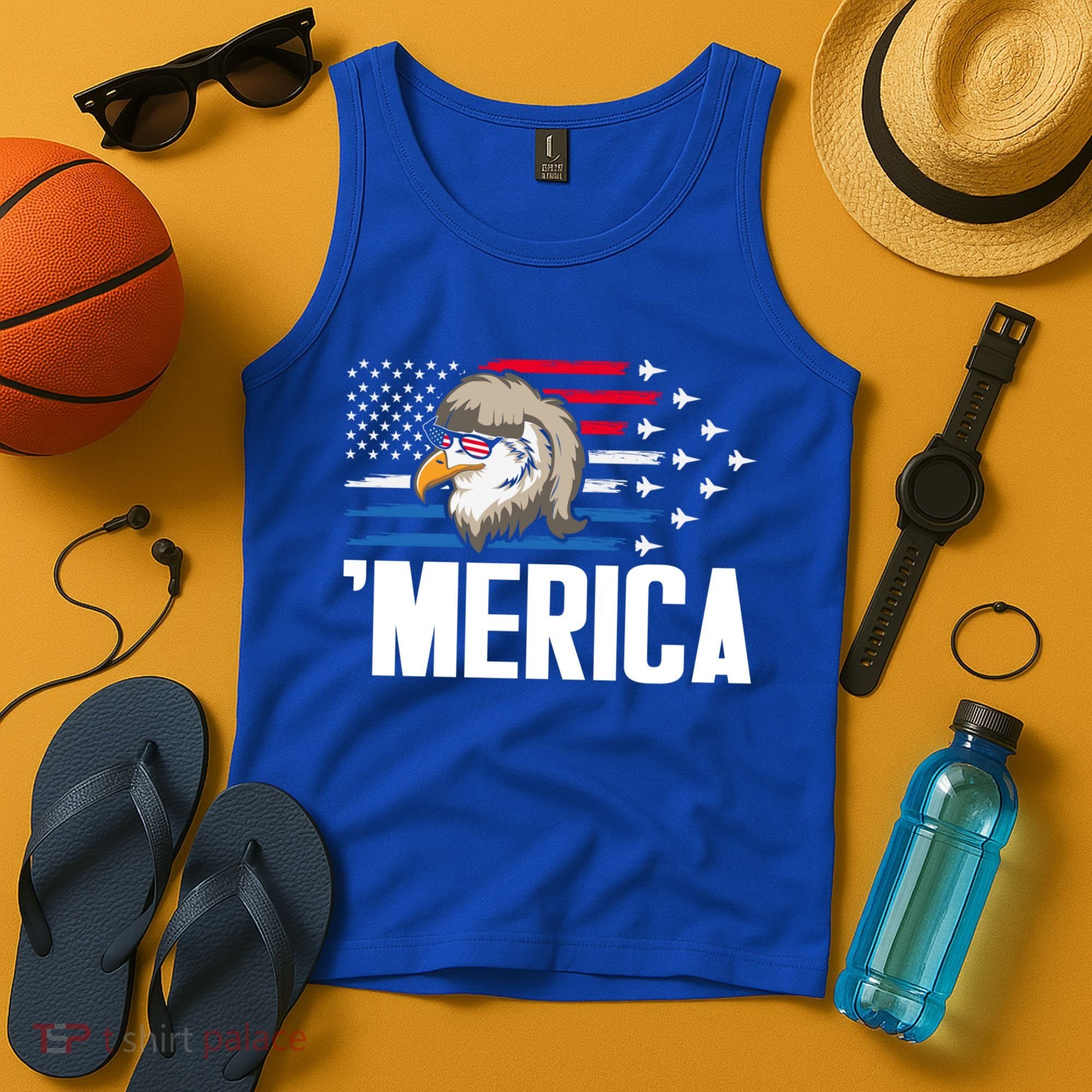 Eagle Mullet 4th Of July Gift USA American Flag Merica Cool Gift Tank Top
