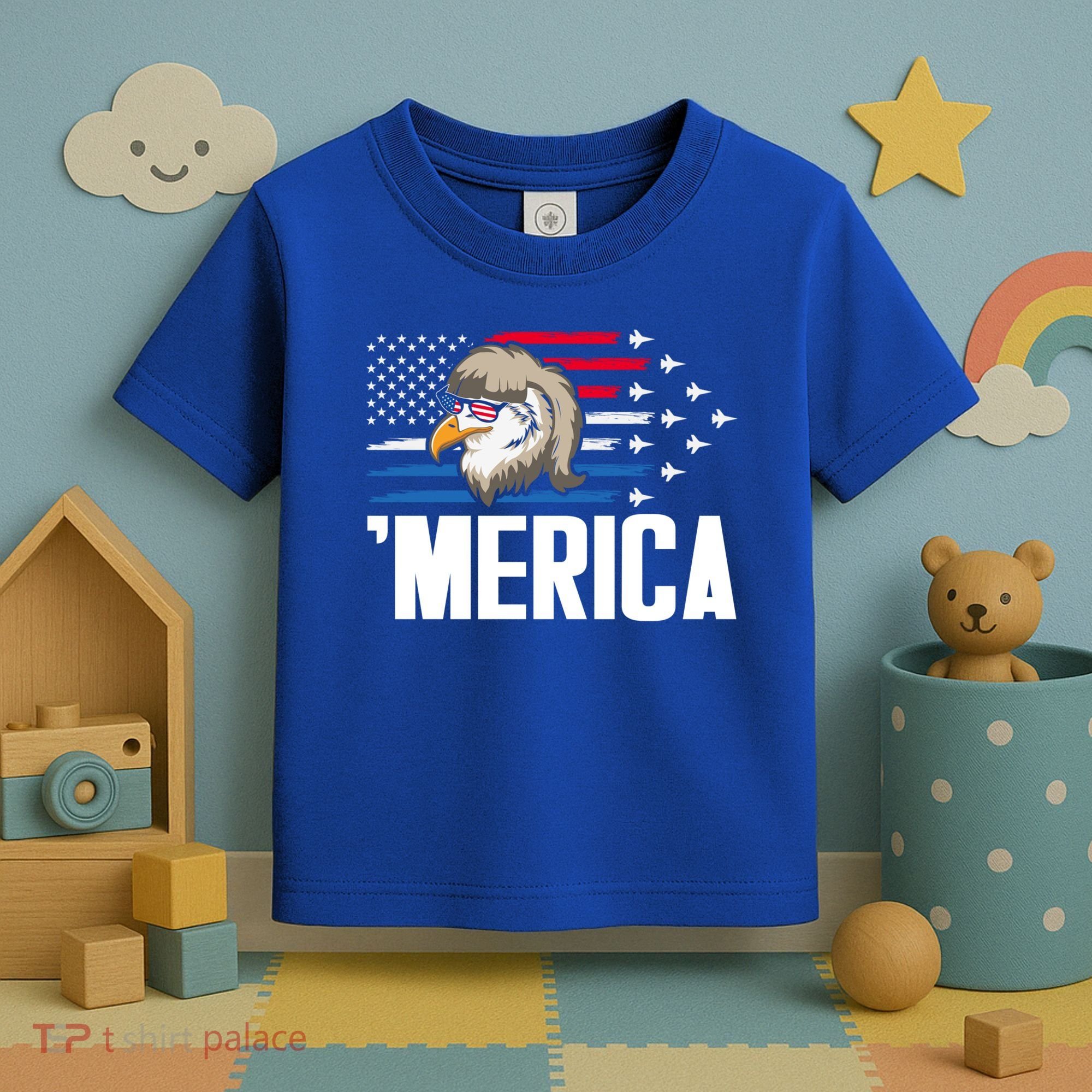 Eagle Mullet 4th Of July Gift USA American Flag Merica Cool Gift Toddler T-Shirt