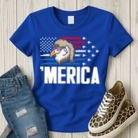 Eagle Mullet 4th Of July Gift USA American Flag Merica Cool Gift Women's T-Shirt thumb 3