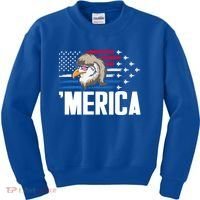 Eagle Mullet 4th Of July Gift USA American Flag Merica Cool Gift Kids Sweatshirt thumb 0