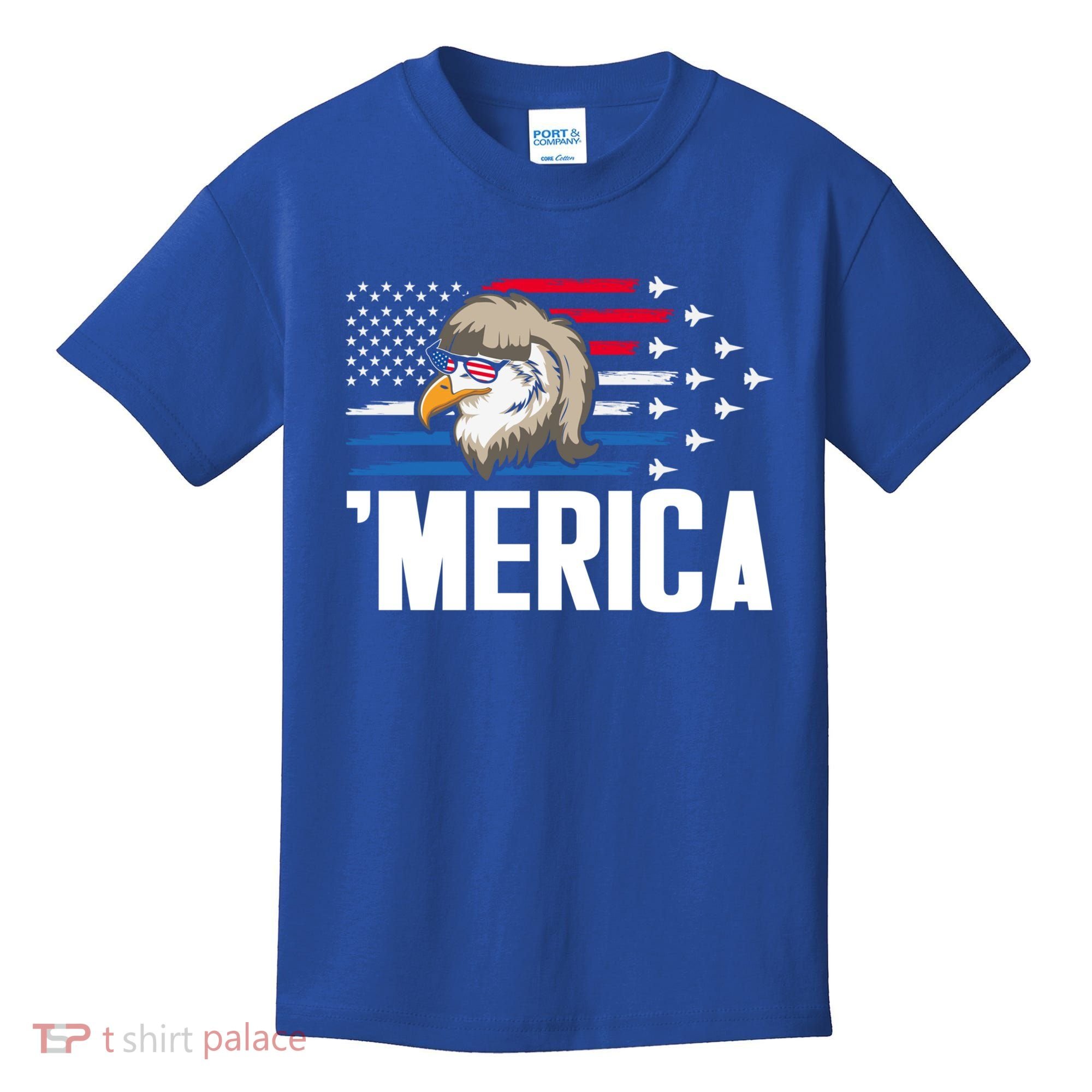 Eagle Mullet 4th Of July Gift USA American Flag Merica Cool Gift Kids T-Shirt