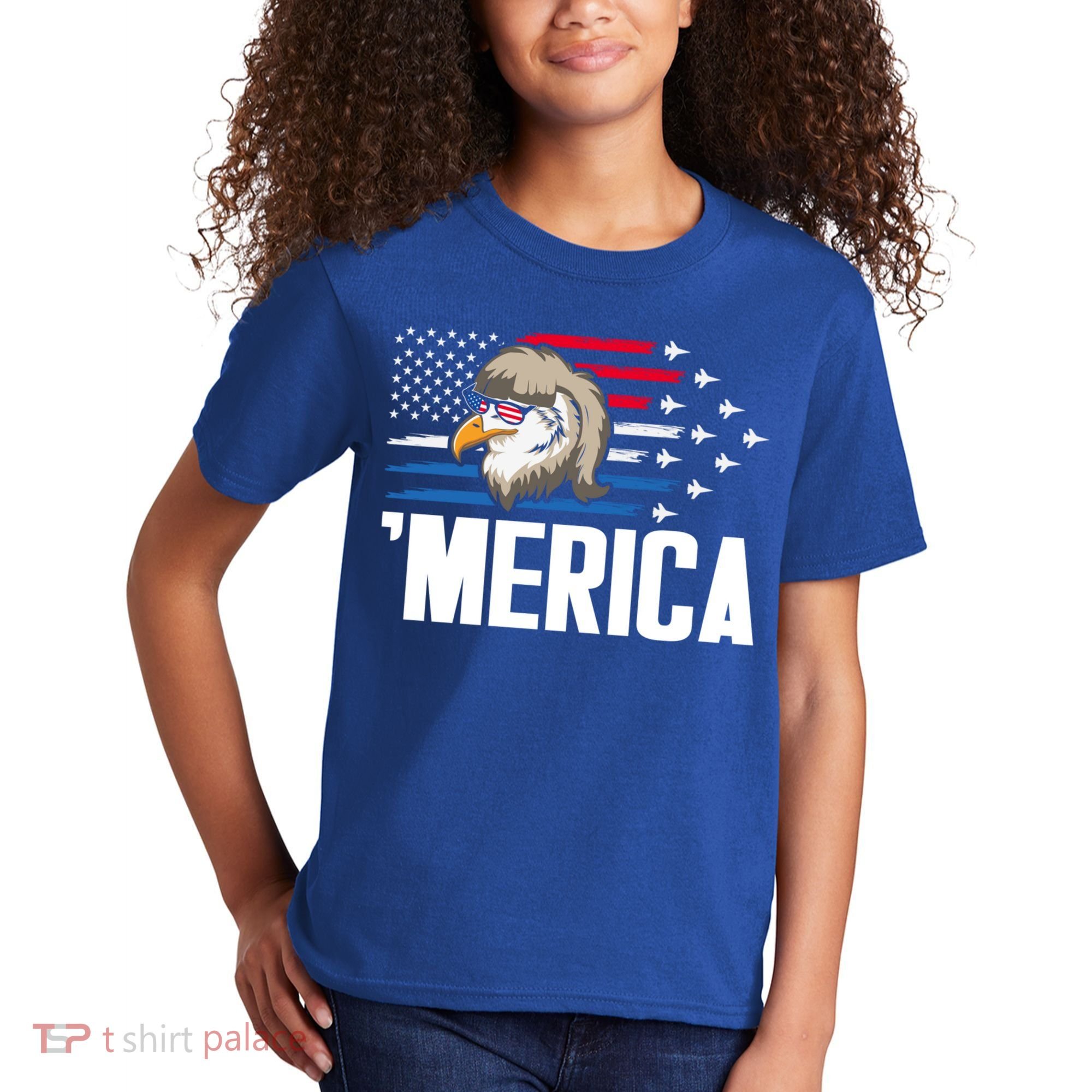 Eagle Mullet 4th Of July Gift USA American Flag Merica Cool Gift Kids T-Shirt