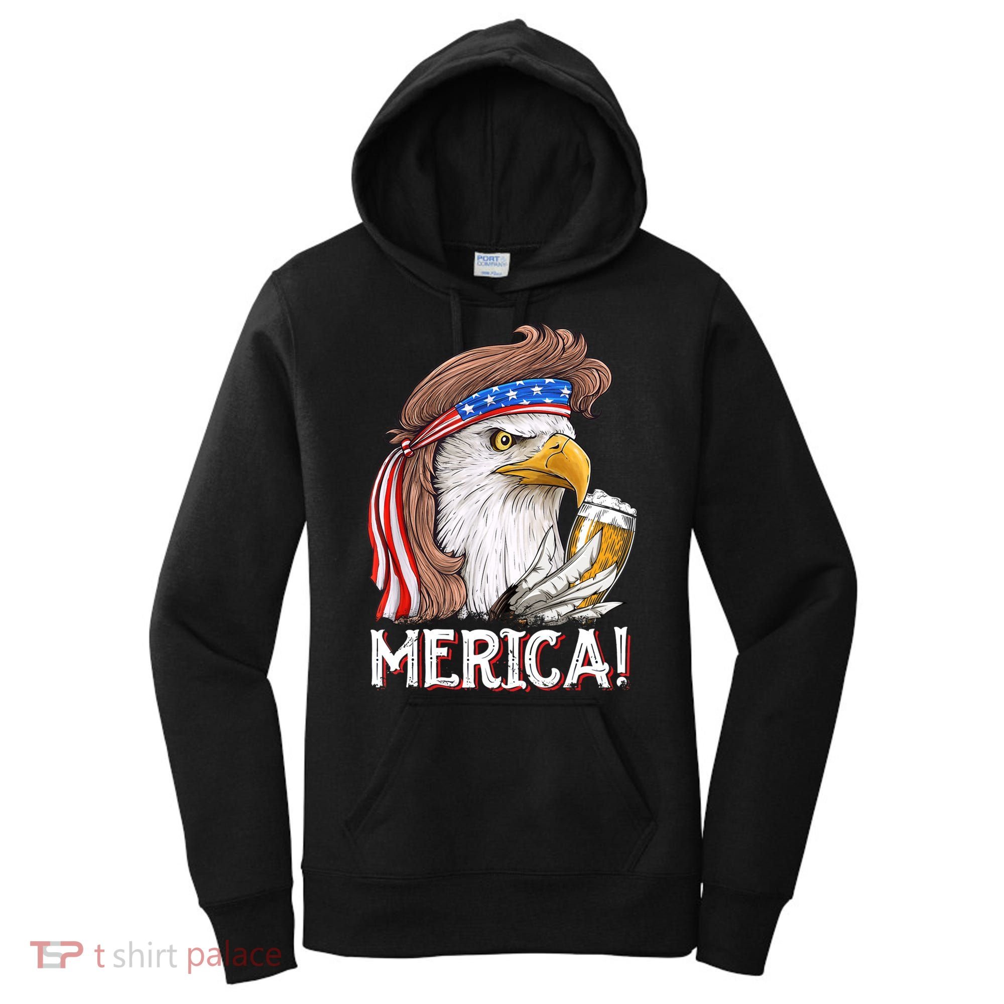 Eagle Mullet 4th Of July Beer Usa American Flag Merica Cute Gift Women's Hoodie