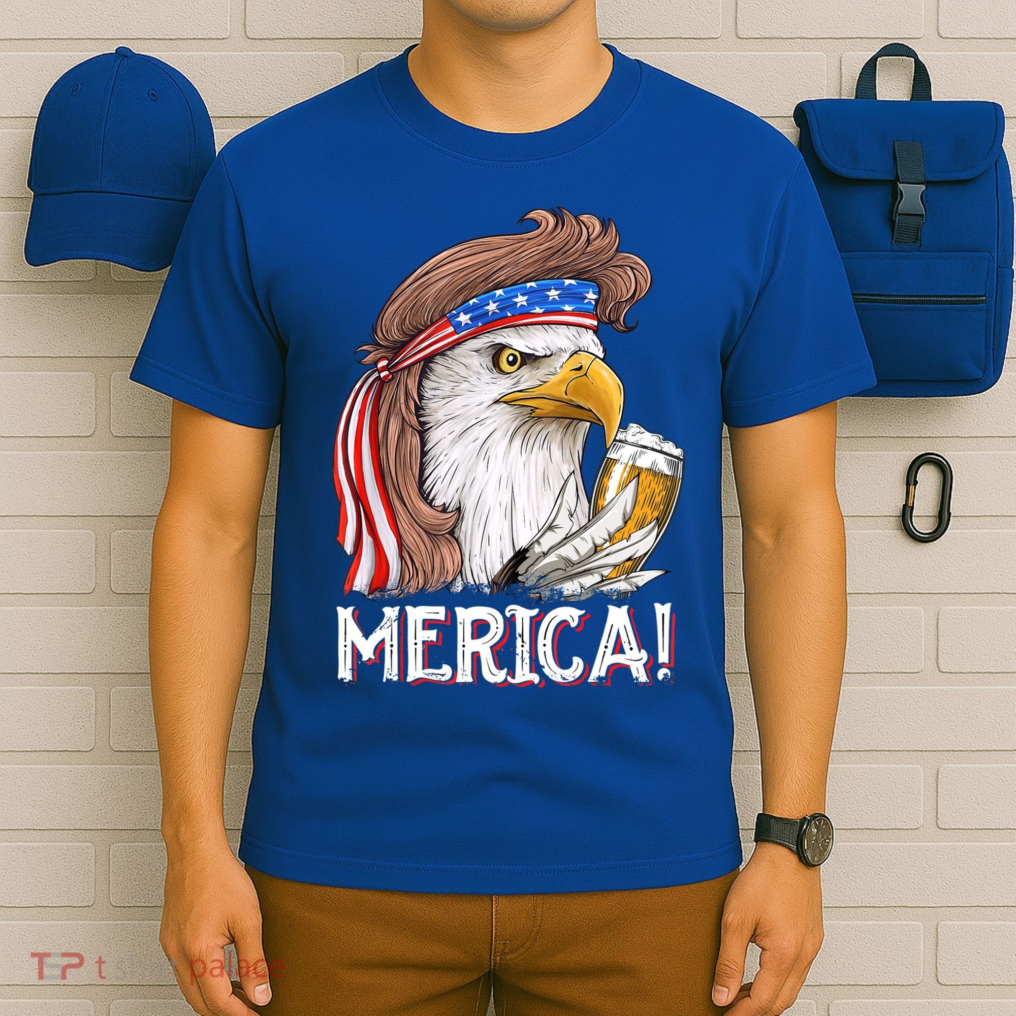 Eagle Mullet 4th Of July Beer Usa American Flag Merica Cute Gift T-Shirt