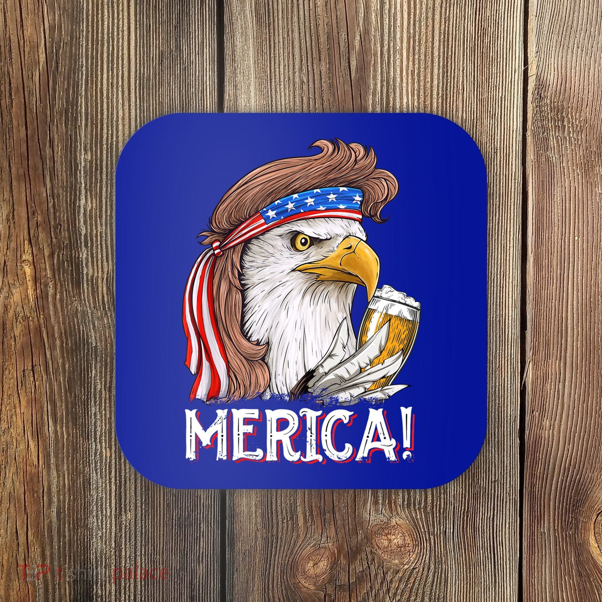 Eagle Mullet 4th Of July Beer Usa American Flag Merica Cute Gift Coaster