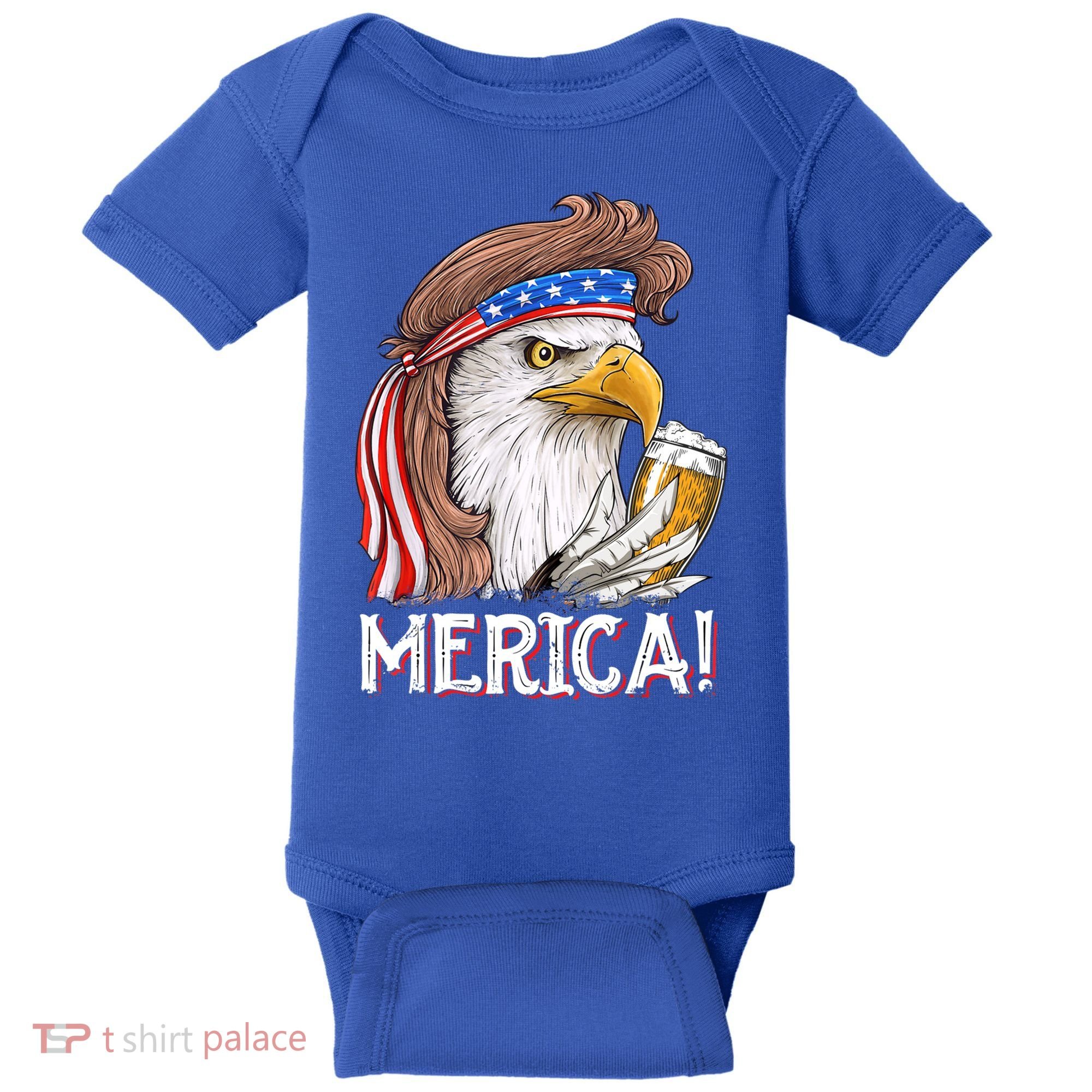 Eagle Mullet 4th Of July Beer Usa American Flag Merica Cute Gift Baby Bodysuit