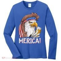 Eagle Mullet 4th Of July Beer Usa American Flag Merica Cute Gift Women's Long Sleeve Shirt thumb 0