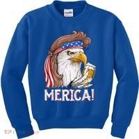 Eagle Mullet 4th Of July Beer Usa American Flag Merica Cute Gift Kids Sweatshirt thumb 0