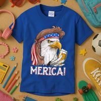 Eagle Mullet 4th Of July Beer Usa American Flag Merica Cute Gift Kids T-Shirt thumb 3
