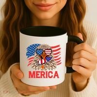 Eagle Mullet 4th Of July USA American Flag Merica Coffee Mug thumb 3