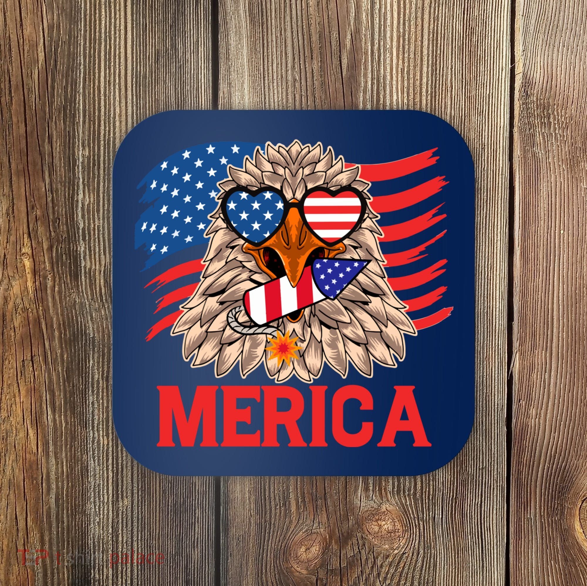 Eagle Mullet 4th Of July USA American Flag Merica Coaster