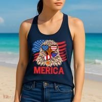 Eagle Mullet 4th Of July USA American Flag Merica Women's Tank Top thumb 2