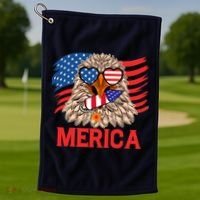 Eagle Mullet 4th Of July USA American Flag Merica Golf Towel thumb 1