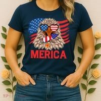 Eagle Mullet 4th Of July USA American Flag Merica Women's T-Shirt thumb 2