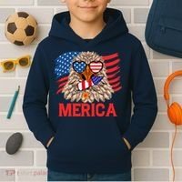 Eagle Mullet 4th Of July USA American Flag Merica Kids Hoodie thumb 2