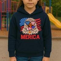 Eagle Mullet 4th Of July USA American Flag Merica Kids Hoodie thumb 3