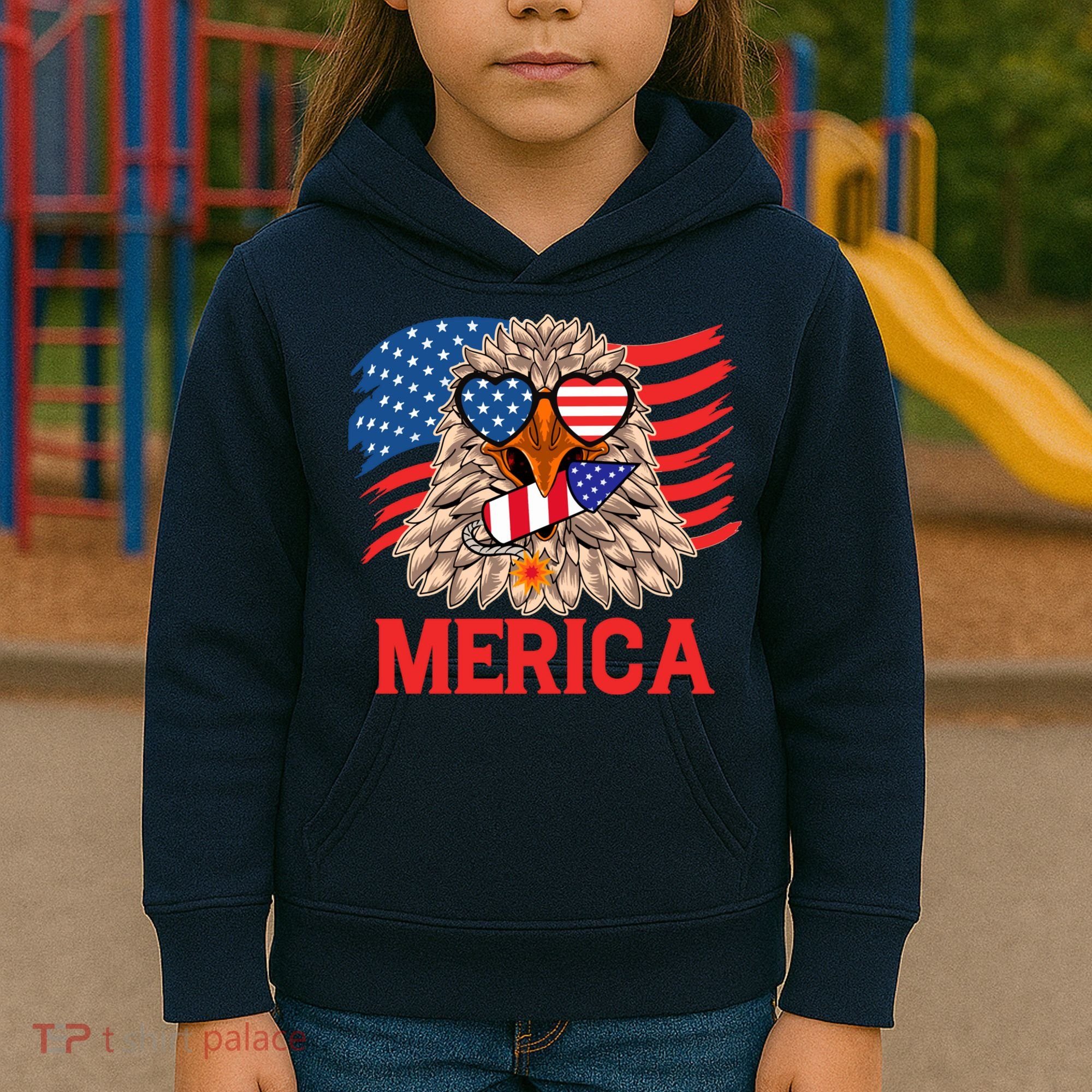 Eagle Mullet 4th Of July USA American Flag Merica Kids Hoodie
