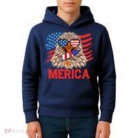 Eagle Mullet 4th Of July USA American Flag Merica Kids Hoodie thumb 4