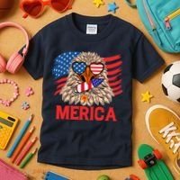 Eagle Mullet 4th Of July USA American Flag Merica Kids T-Shirt thumb 3