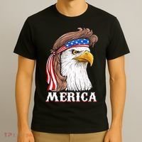 Eagle Mullet 4th Of July USA American Flag Merica T-Shirt thumb 3