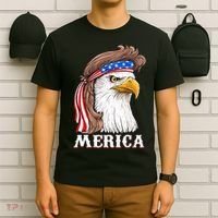Eagle Mullet 4th Of July USA American Flag Merica T-Shirt thumb 6