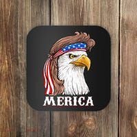 Eagle Mullet 4th Of July USA American Flag Merica Coaster thumb 0