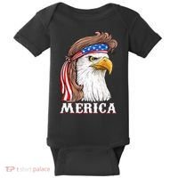 Eagle Mullet 4th Of July USA American Flag Merica Baby Bodysuit thumb 0