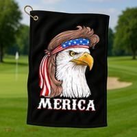 Eagle Mullet 4th Of July USA American Flag Merica Golf Towel thumb 1