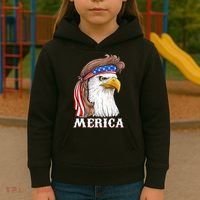 Eagle Mullet 4th Of July USA American Flag Merica Kids Hoodie thumb 3