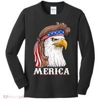 Eagle Mullet 4th Of July USA American Flag Merica Kids Long Sleeve Shirt thumb 0