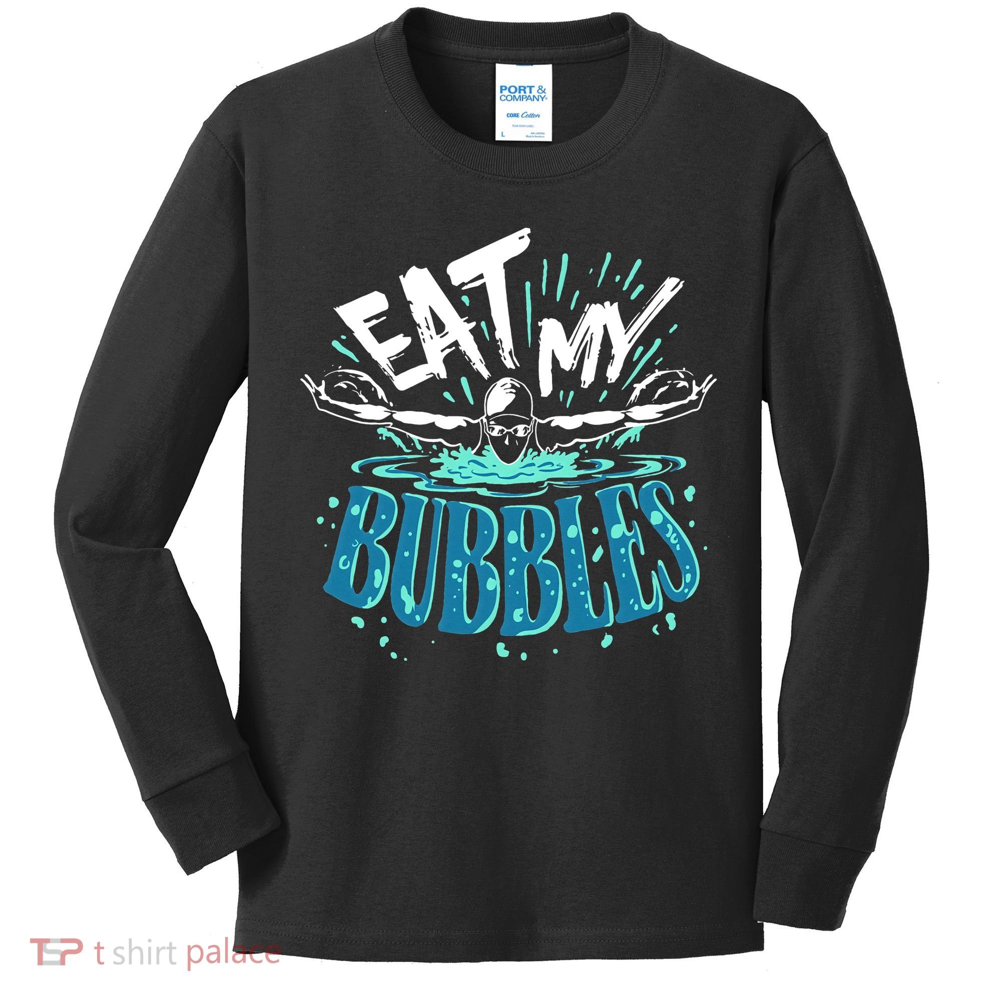Eat My Bubbles funny swimming gift for swimmer swim team Kids Long Sleeve Shirt