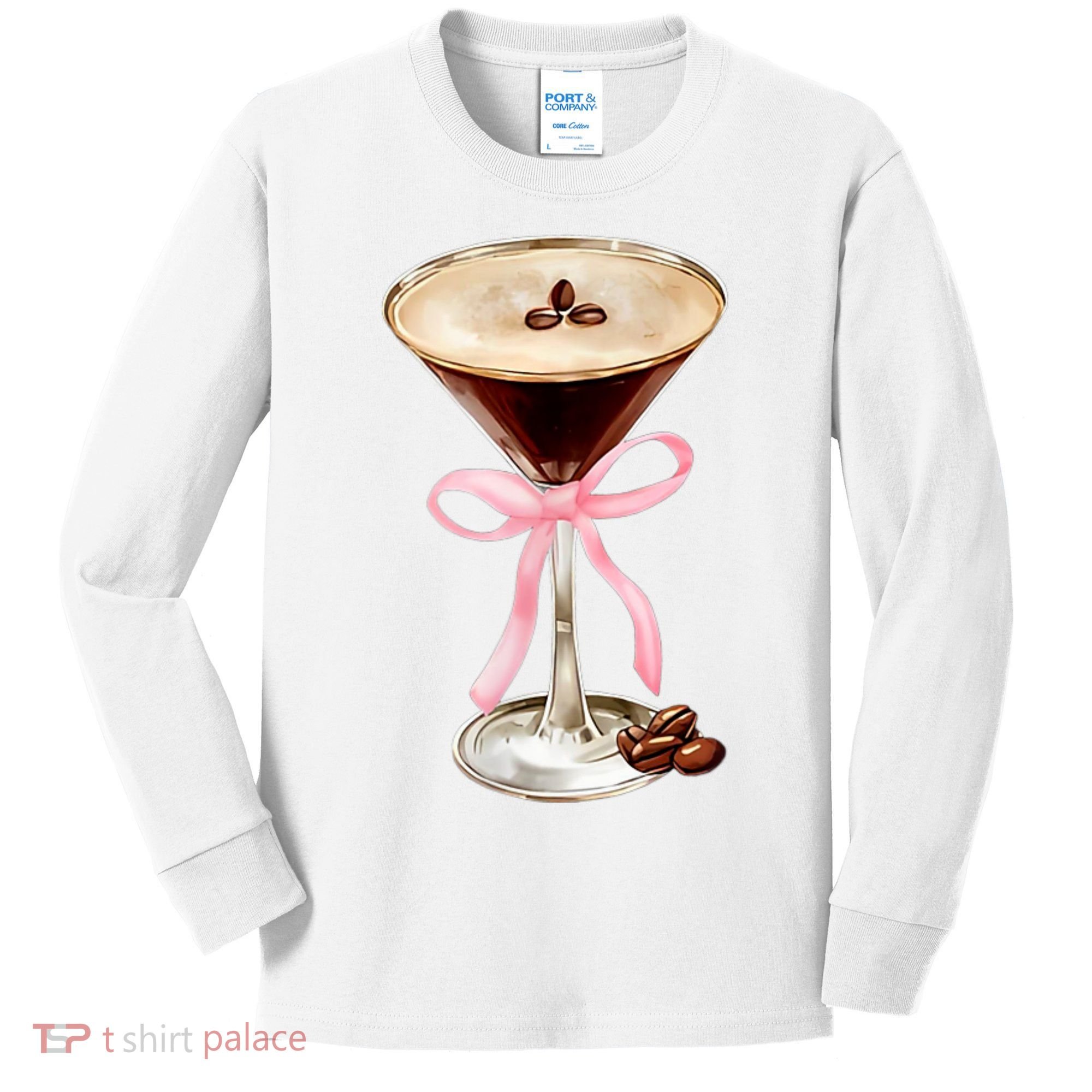 Espresso Martini Bow Graphic Kids Long Sleeve Shirt